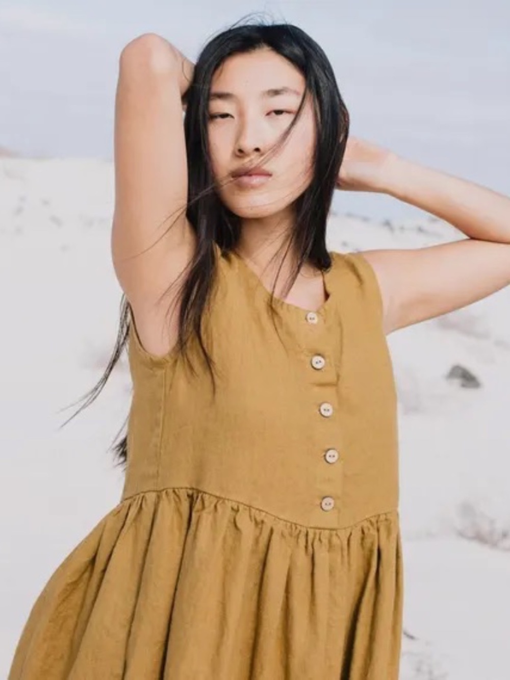 notPERFECTLINEN Mama Dress in Amber Yellow